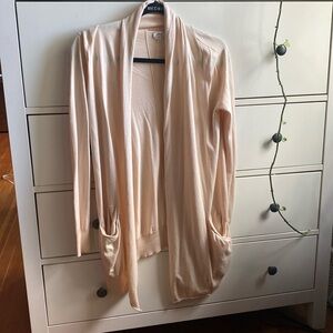 Flowy silk/cotton/cashmere blend Wilfred open front cardigan with pockets